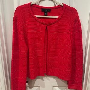 St. John Scarlet Textured Knit Cardigan